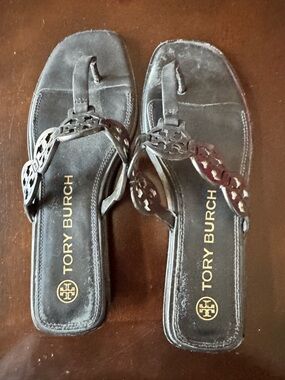 Tory Burch Black Miller Thong Sandals